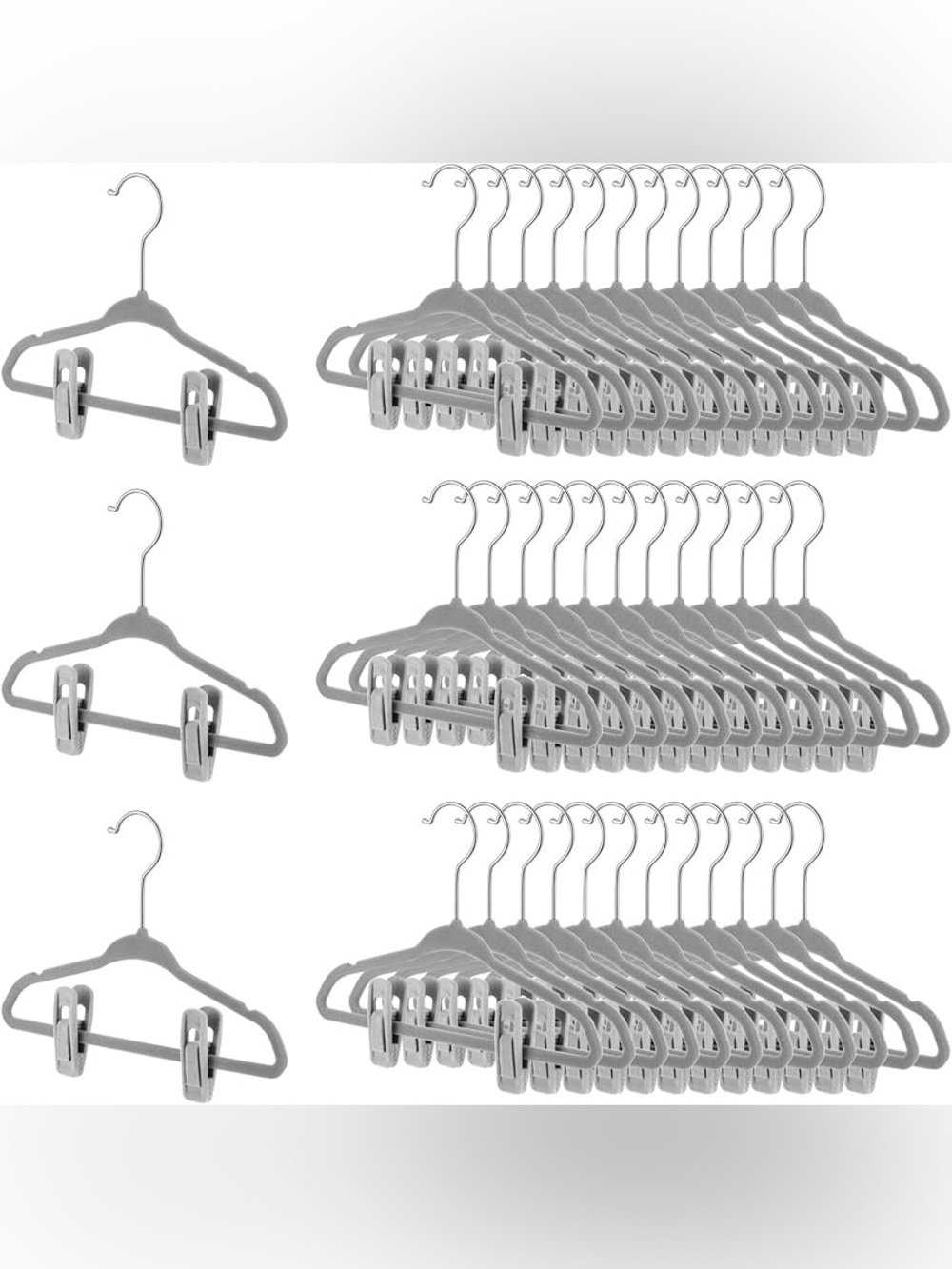 Soaoo 40 Pcs Baby Clothes Clips for Newborn with 20 Velvet Hangers, Non Slip Vel